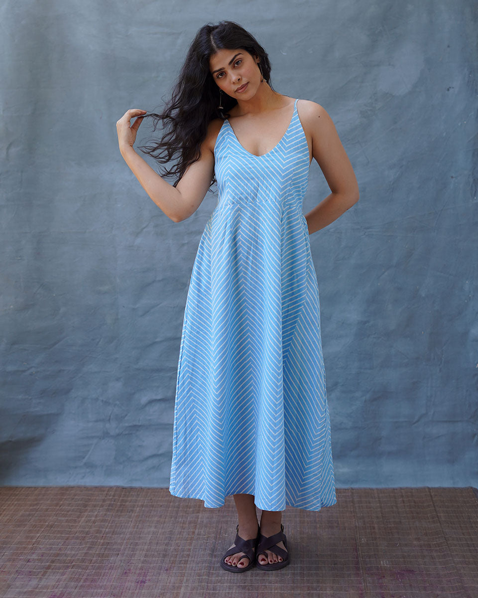 Gudiya Blue Hand Block Printed Dress-BAD