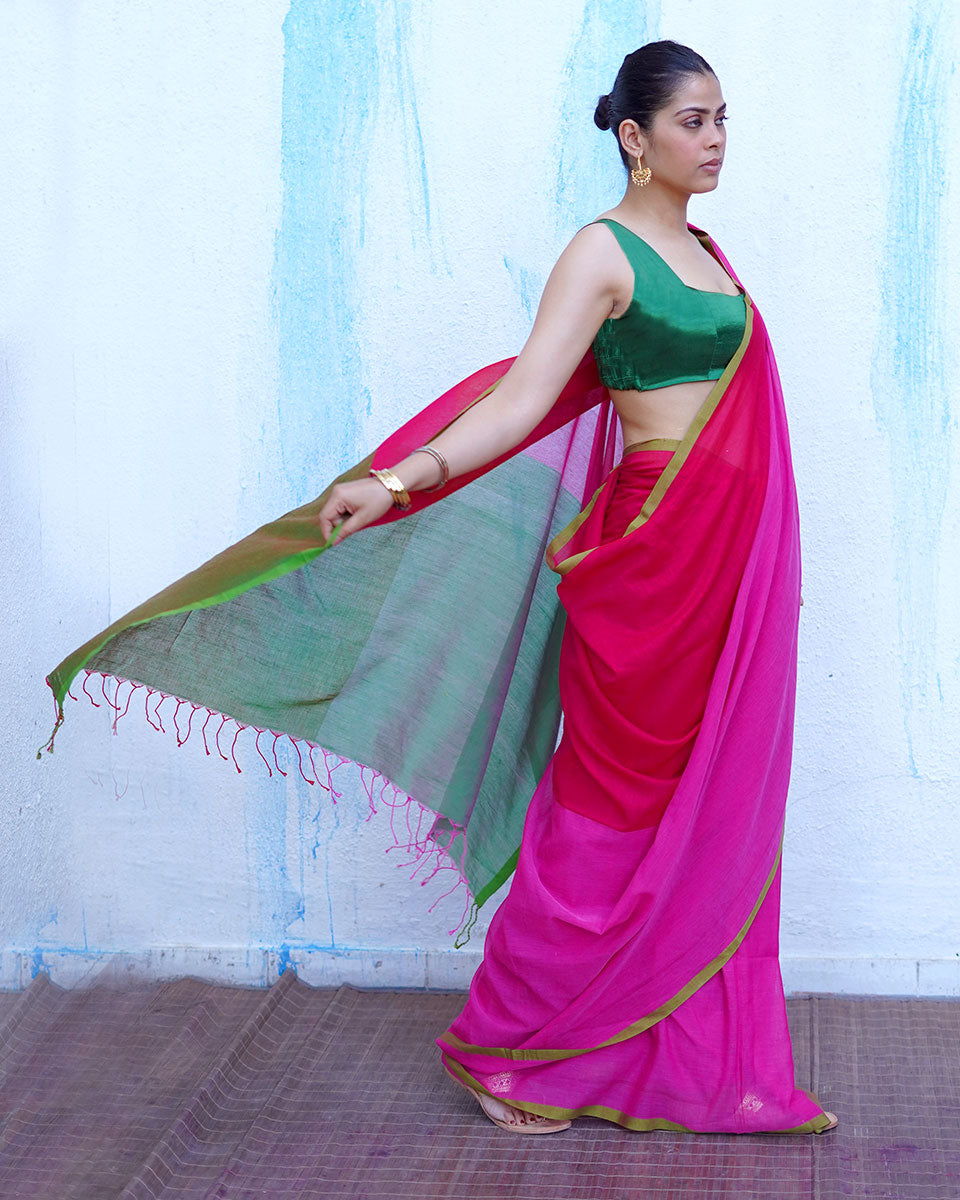 Demeter Pink Handwoven Cotton Saree - NTC