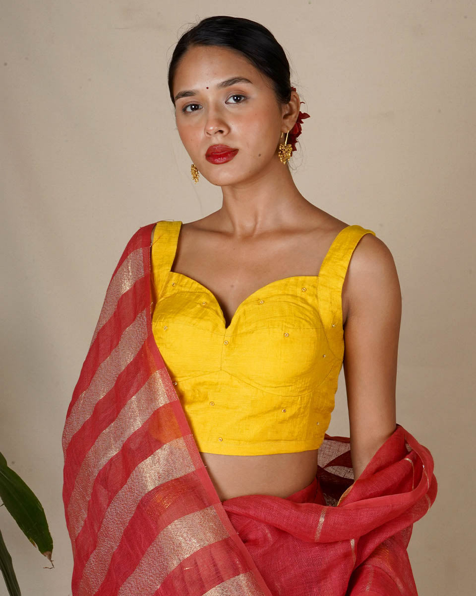 Rashmi Handwoven Linen Zari Blouse - Eknoor