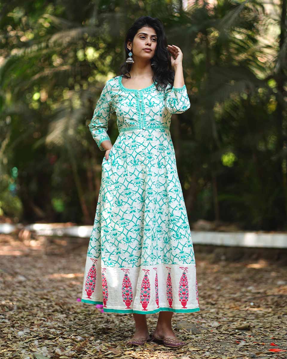 Buy Chamomile's Calm Teal Green Cotton Dress | Summer Dress | Dress Buy Chamomile's Calm Teal Green Cotton Dress | Summer Dress | Dress