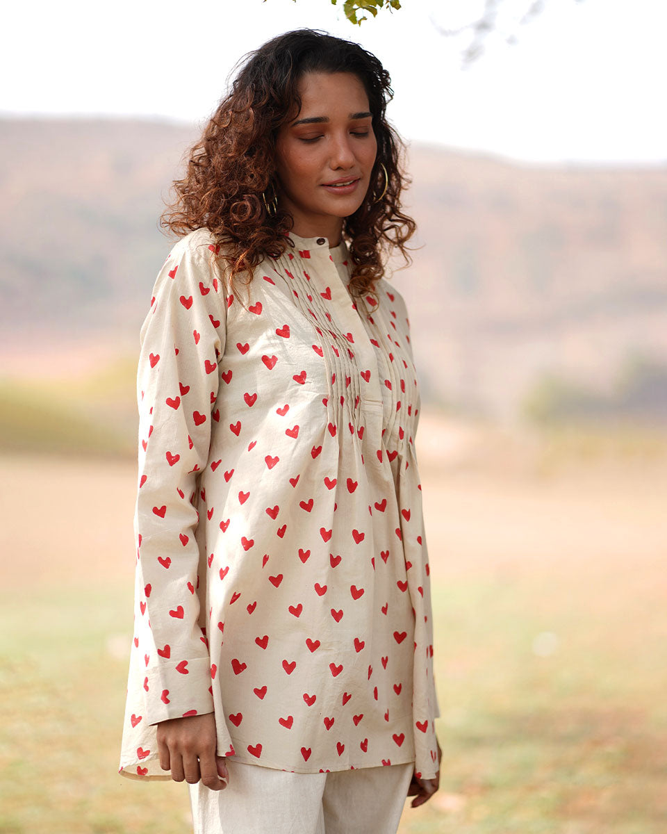 Dil Ibadat Handblock Printed Cotton Top