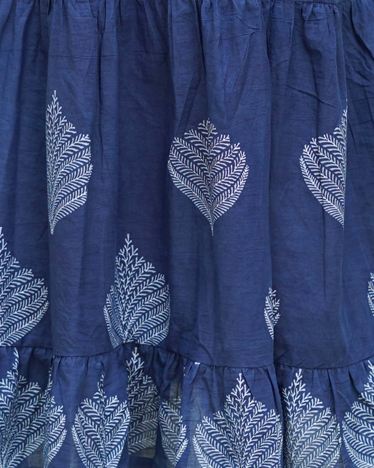 Bahar Blue Handblock Print Cotton Dress - INDI