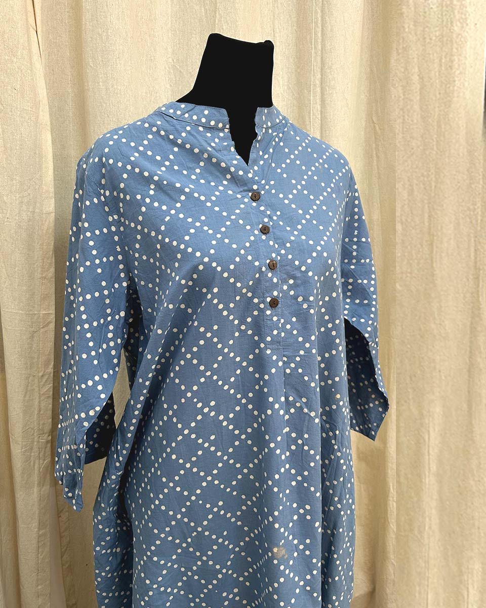 Azure Dots Cotton kurti - LD