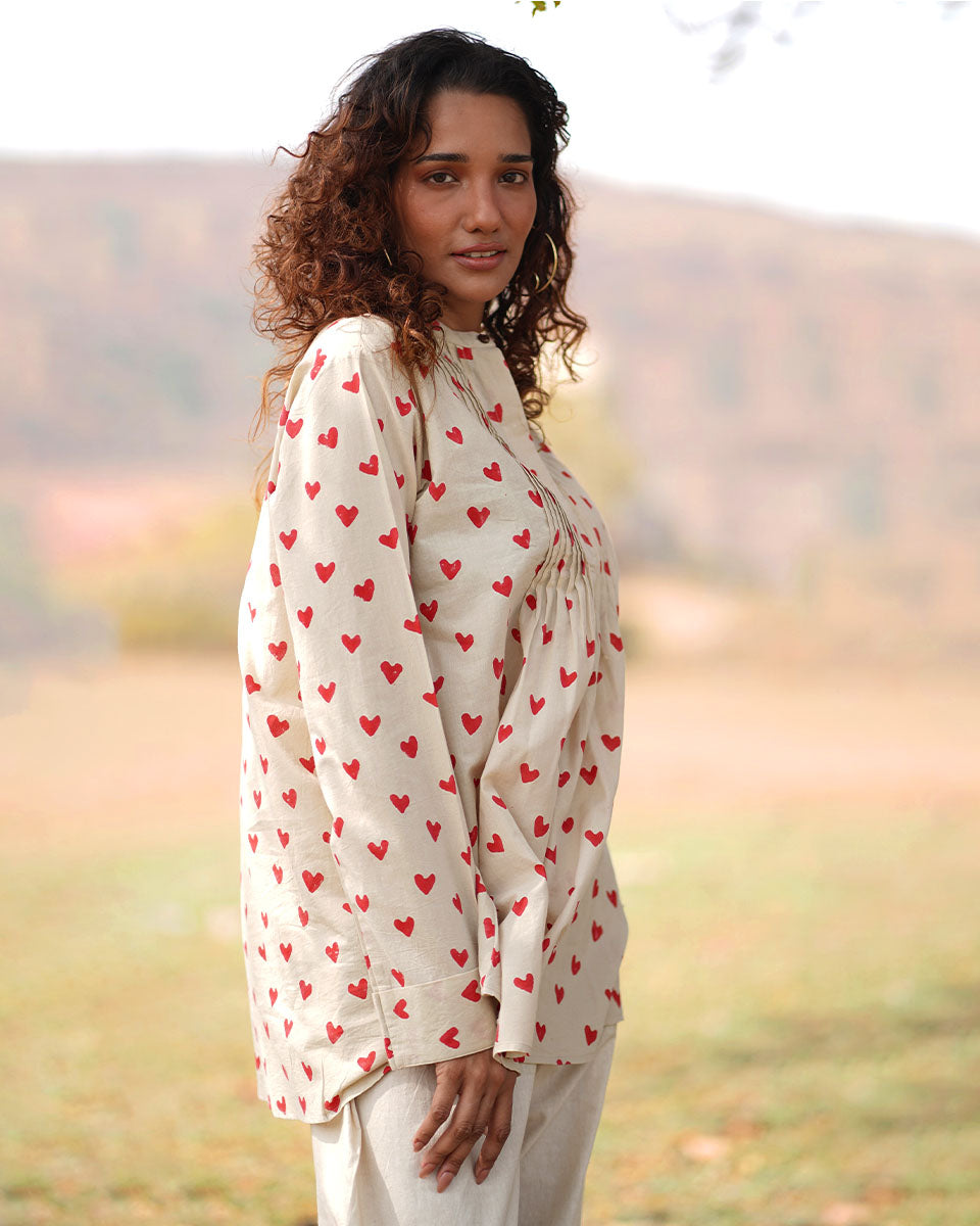 Dil Ibadat Handblock Printed Cotton Top