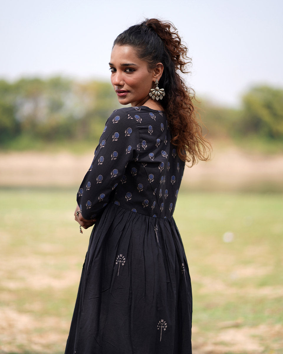 Midnight Garden Blockprinted Cotton Kurta Set-WWB