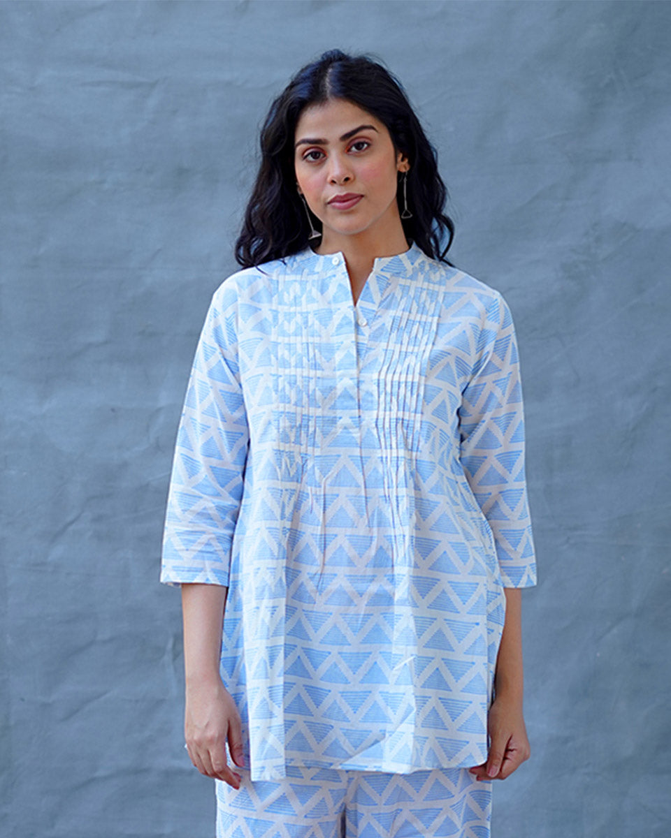 Kuhu Ivory Hand Block Printed Top-BAD