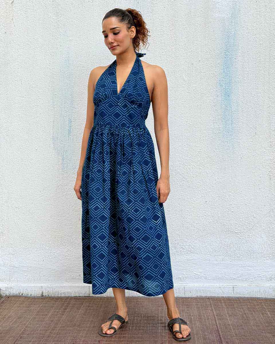 Bohème Blockprinted Cotton Dress