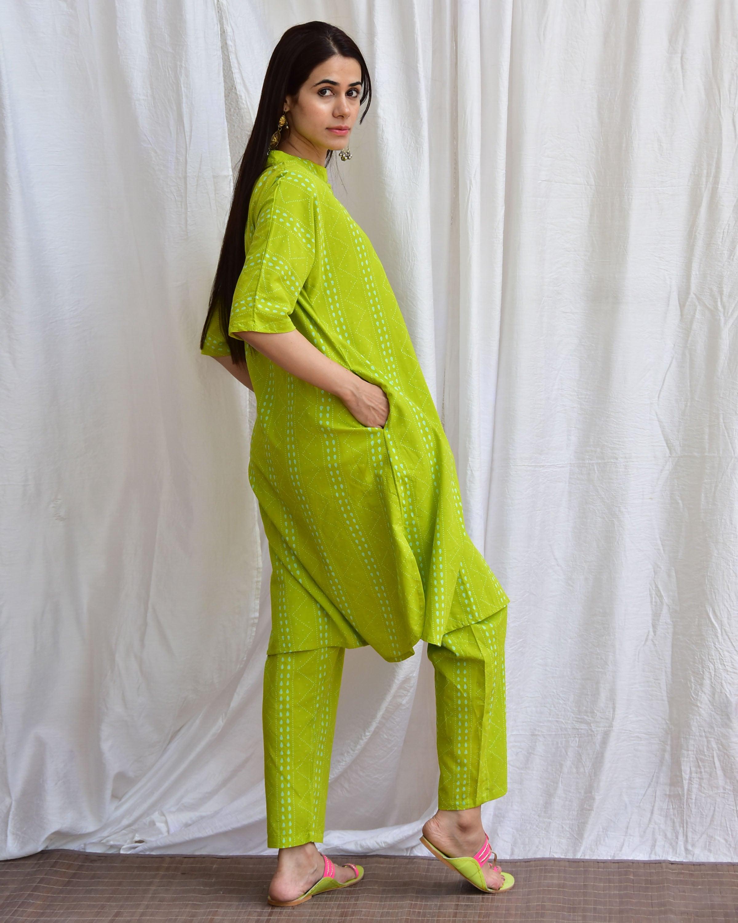 Mossy Meadows Handblockprinted Cotton Kurta Set Of 2-Sor