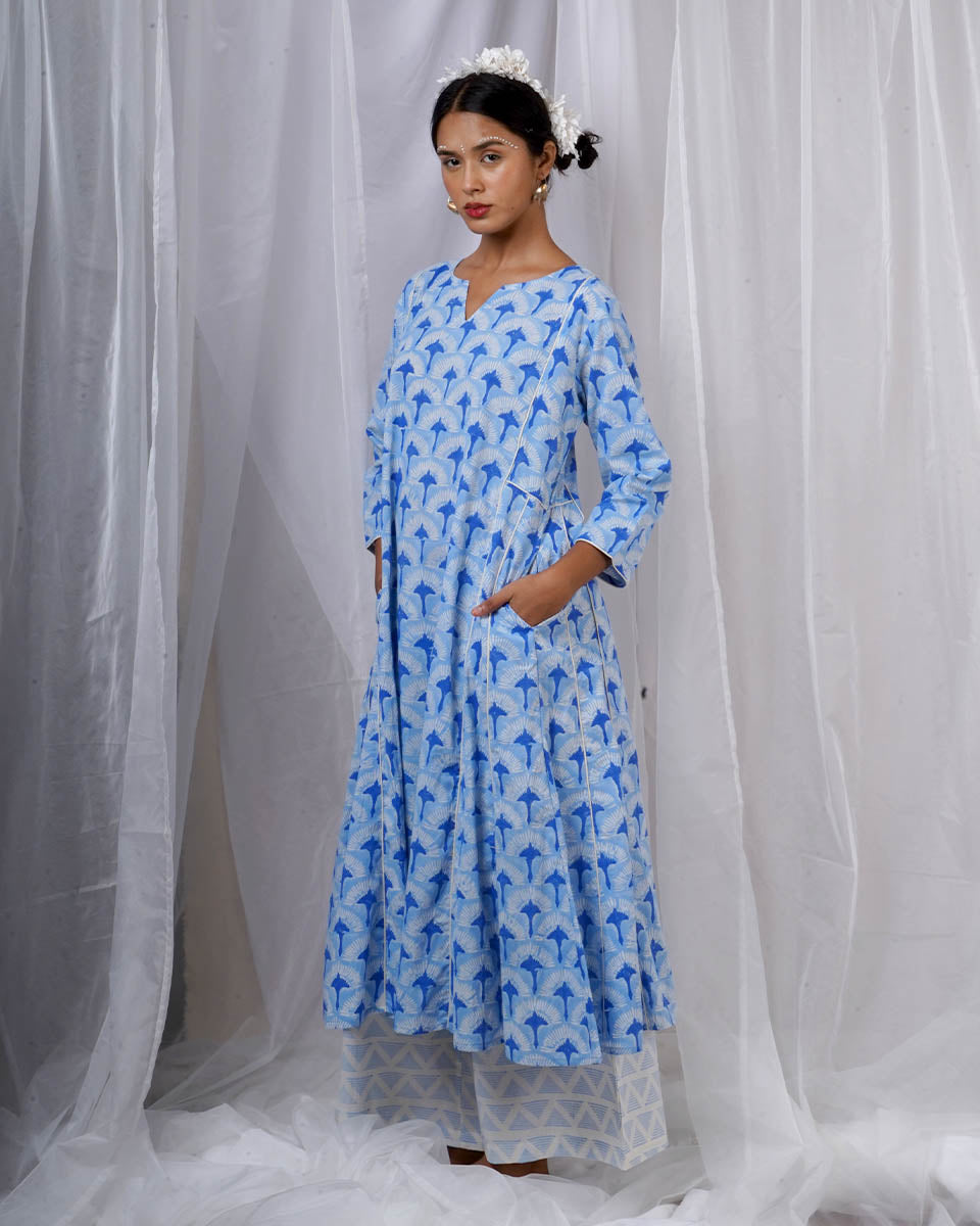 Pakhi Blue Hand Block Printed Kurti-BAD