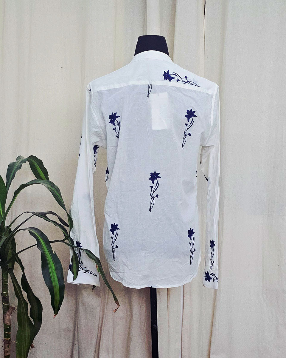 Ronit White Handblock Print Cotton Shirt - Love Despite