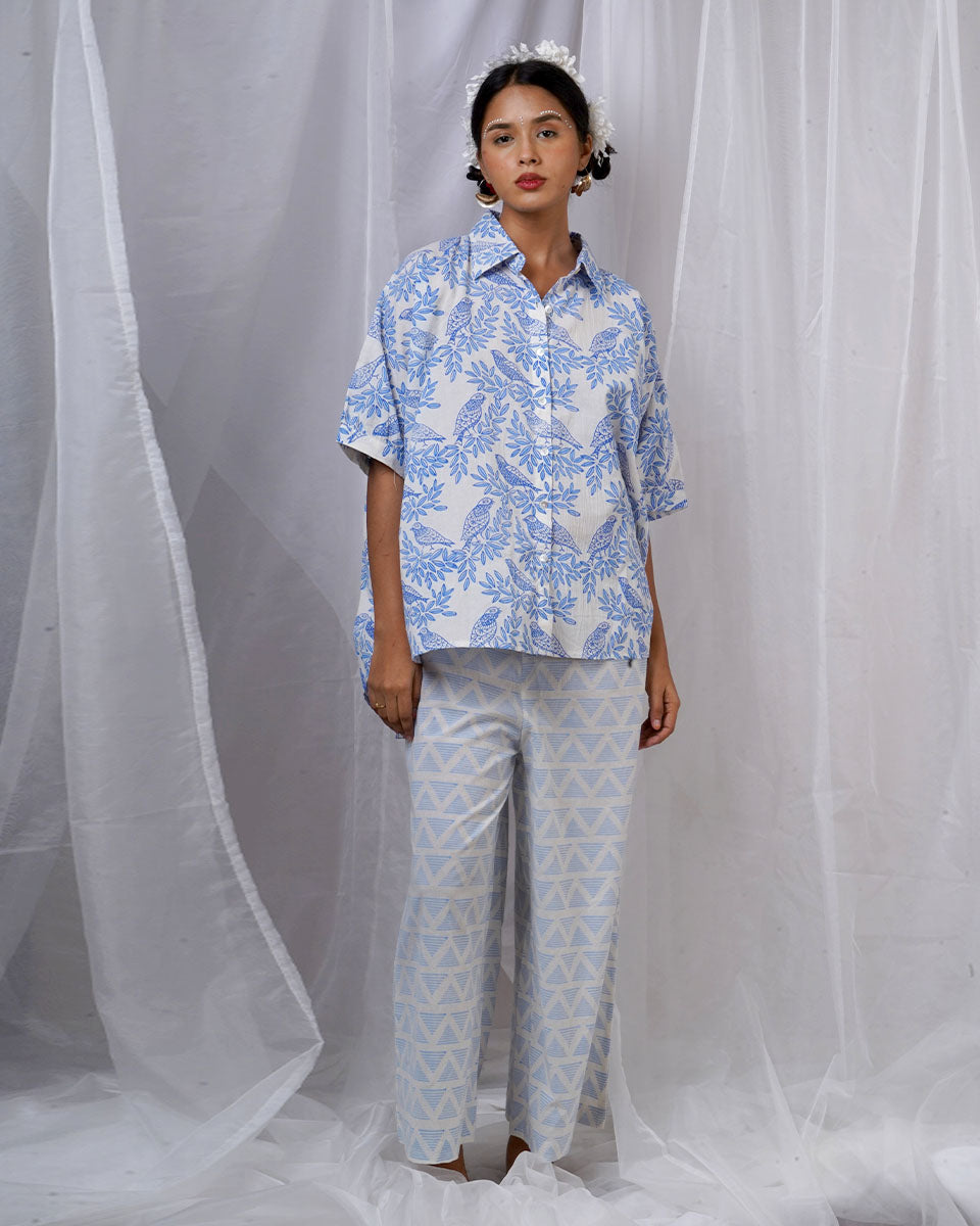 Neelki Blue Hand Block Printed Top-BAD