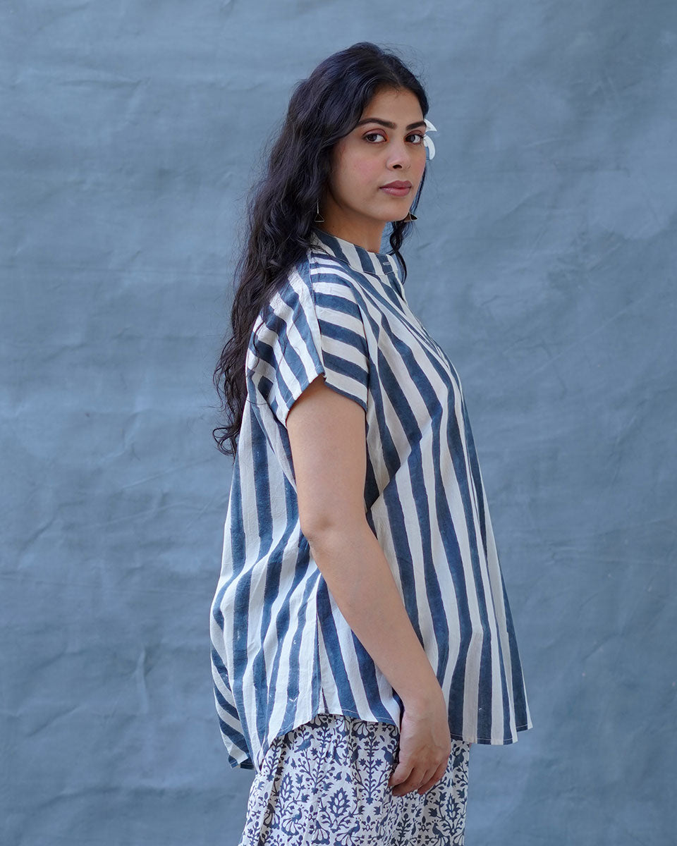 Melted Dusk Grey Block Printed Shirt - BMS