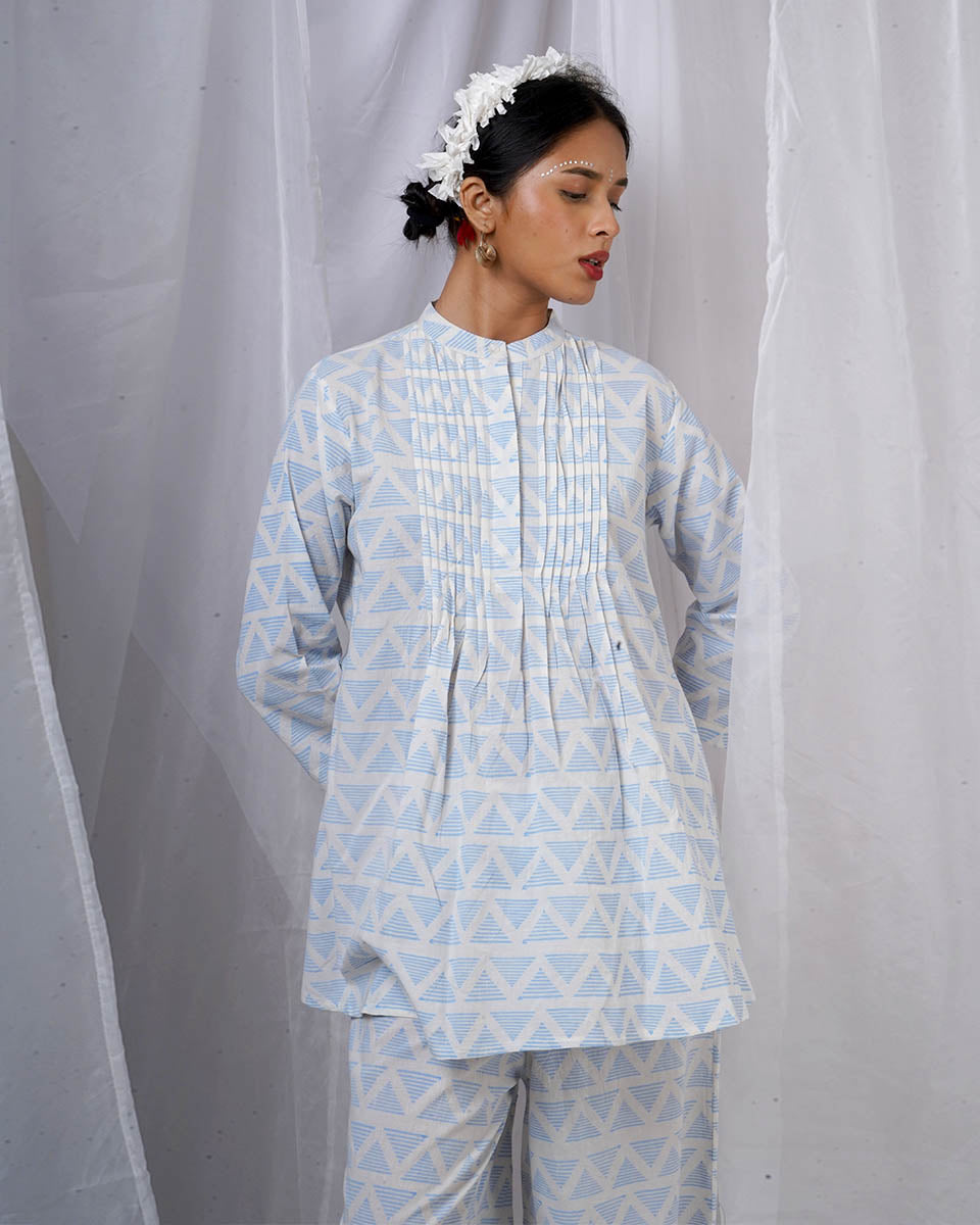 Kuhu Ivory Hand Block Printed Top-BAD