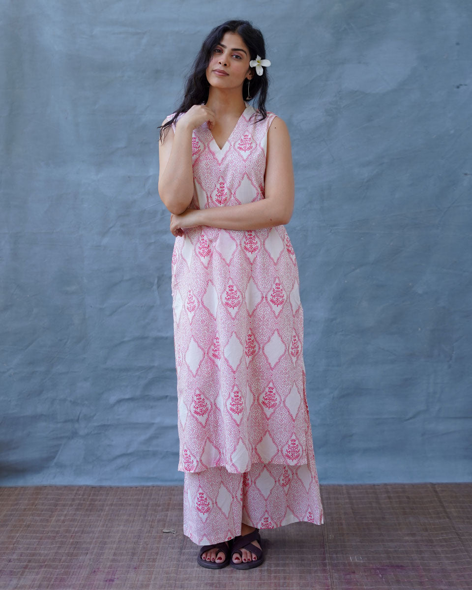 Nargis’s Noor Blush Pink Hand Block Print Kurti - MMG