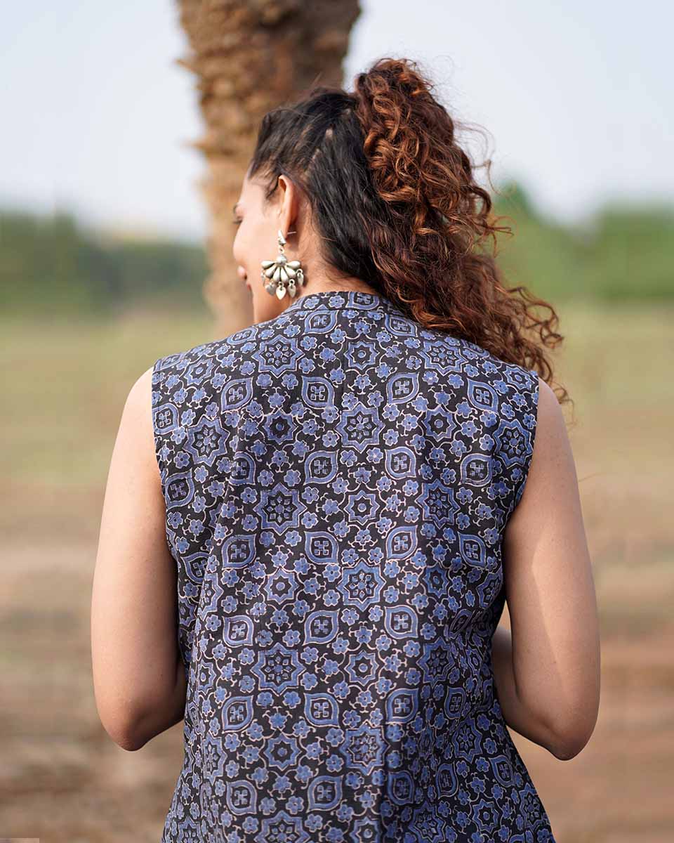 Evening Primrose Blockprinted Cotton Top-WWB