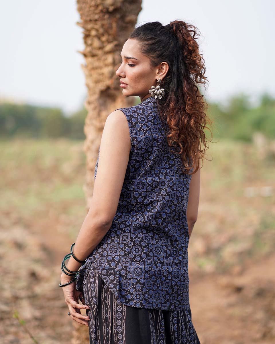 Evening Primrose Blockprinted Cotton Top-WWB