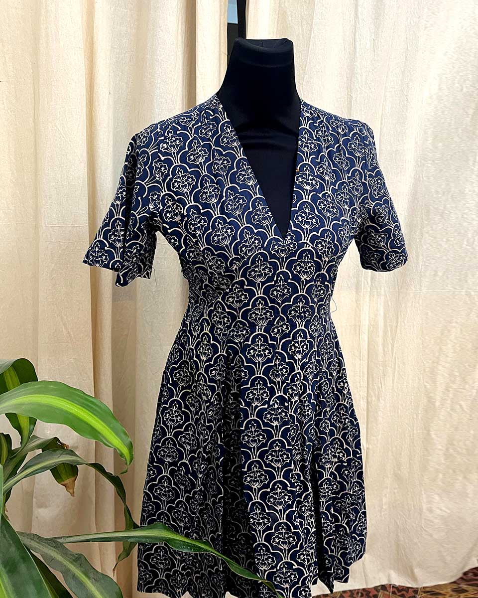 NeelChitra cotton hand block printed dress - LD