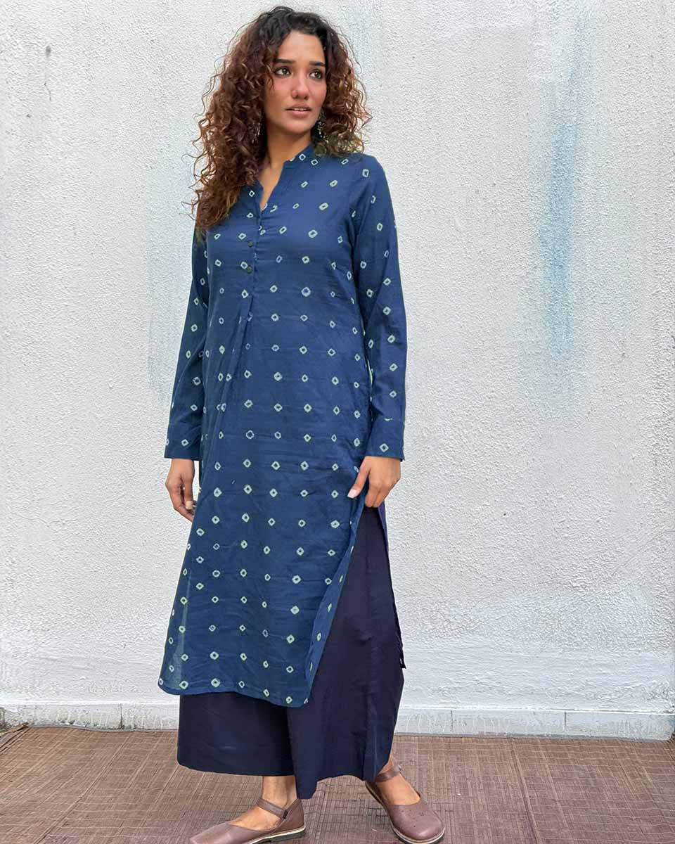 Midnight Waltz Bandhej Cotton Kurti