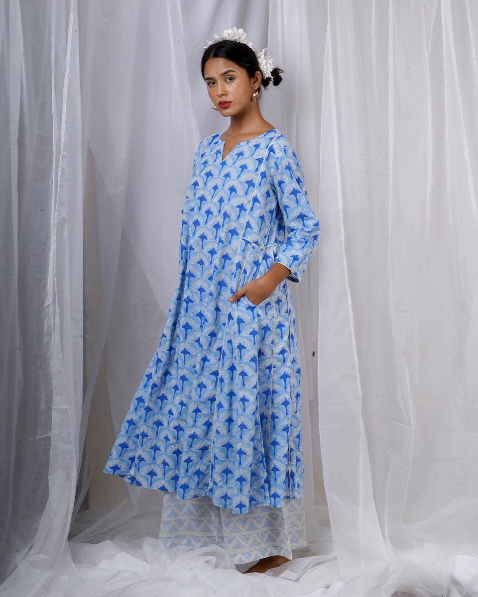 Pakhi Blue Hand Block Printed Kurti-BAD