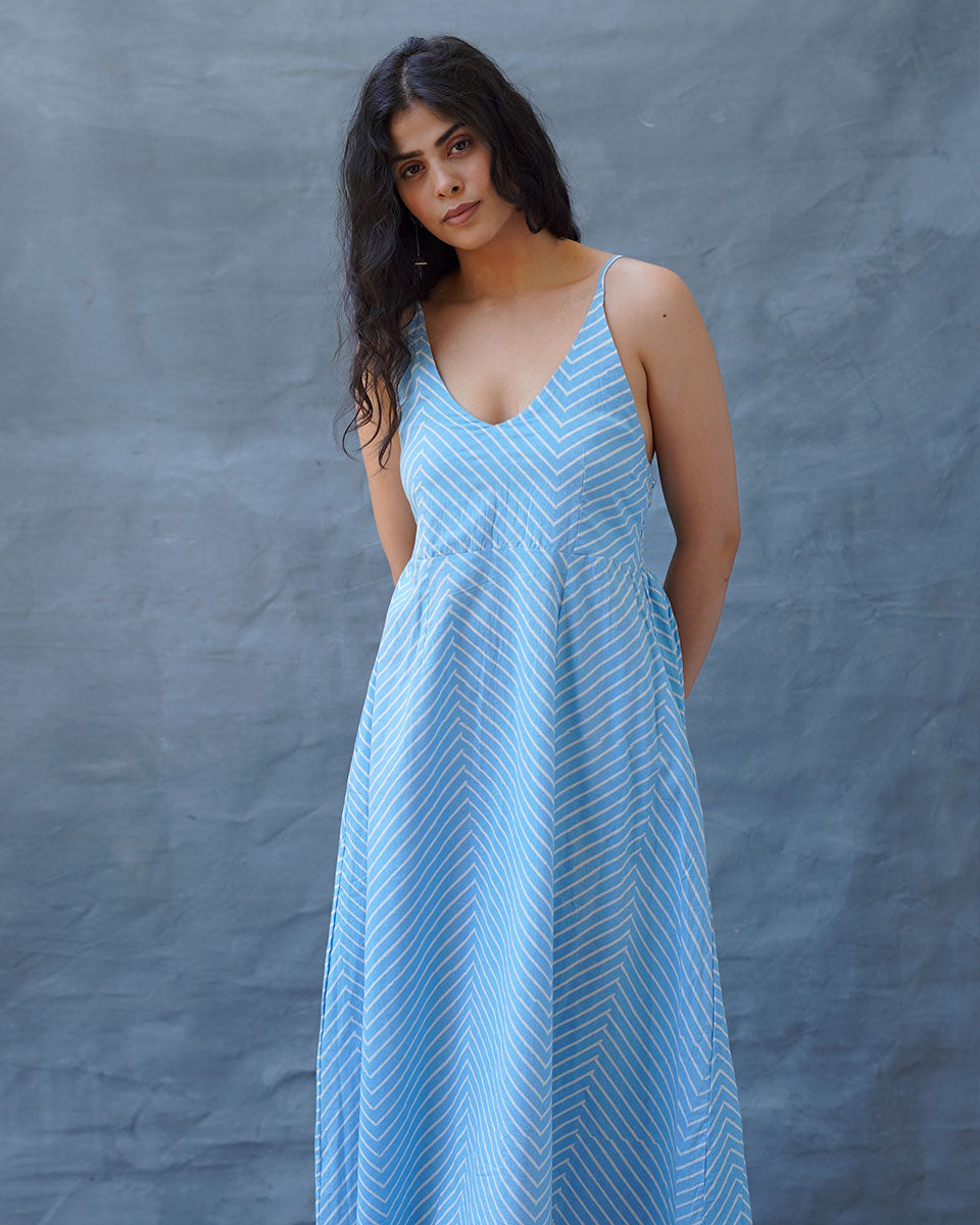 Gudiya Blue Hand Block Printed Dress-BAD