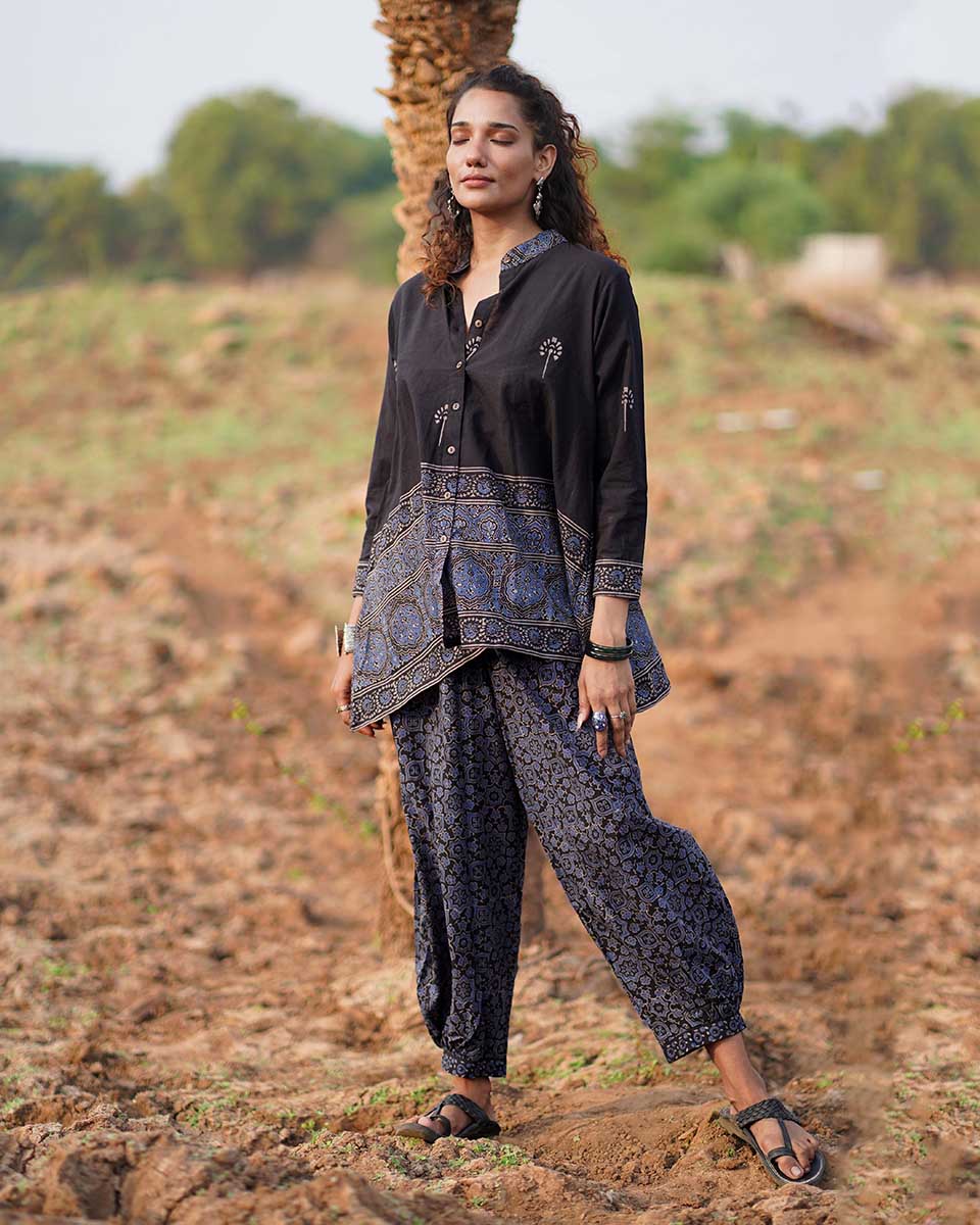 Casa Blanca Lily Blockprinted Cotton Top-WWB