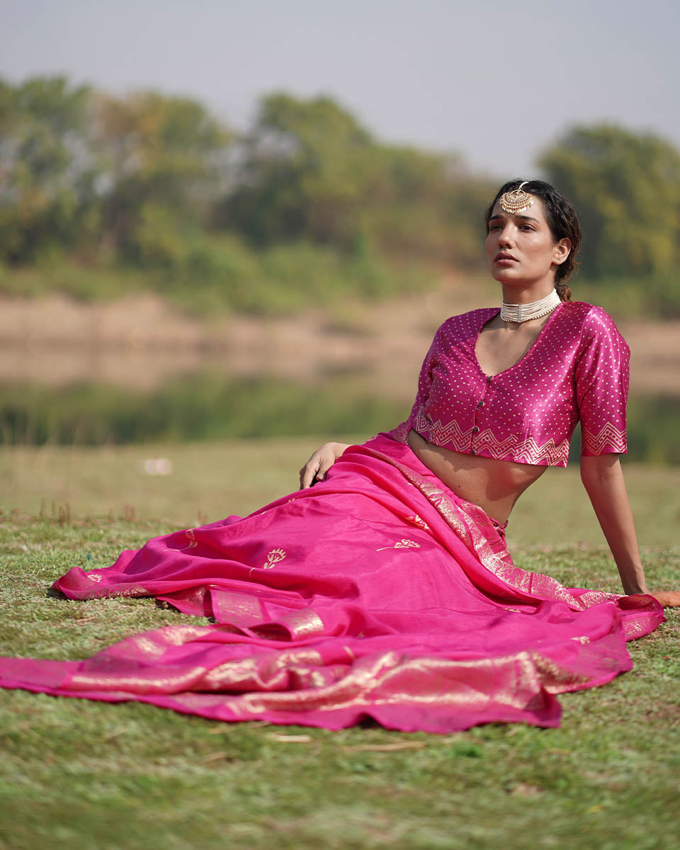 Gopi Blockprinted Mashru Silk Blouse - RB