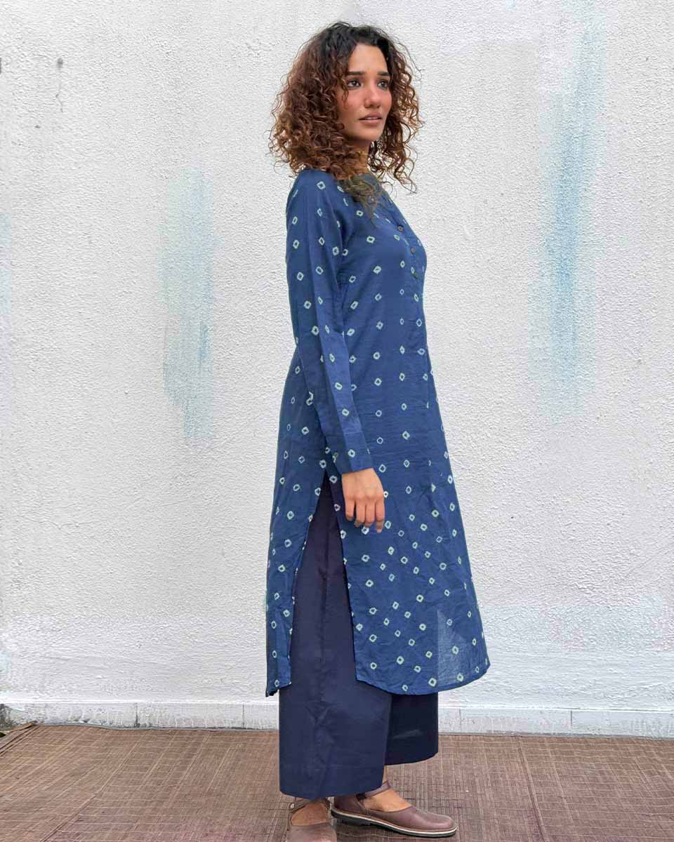 Midnight Waltz Bandhej Cotton Kurti