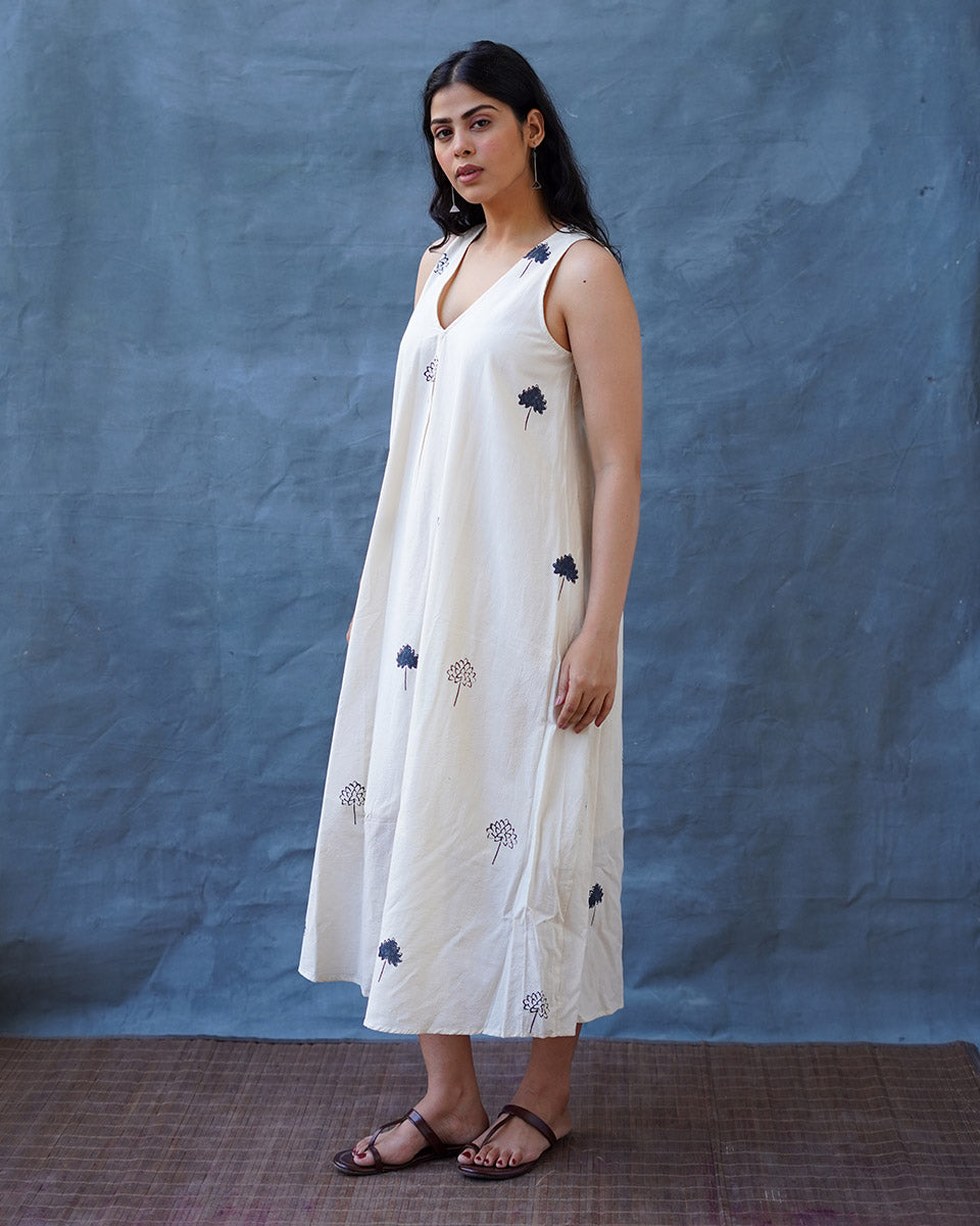 Cloudnight Ivory Block Printed Dress - BMS