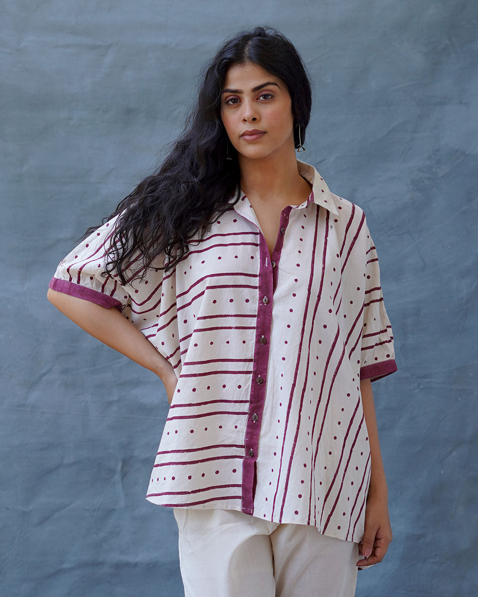 Megha Re Ivory Block Printed Cotton Shirt - WW