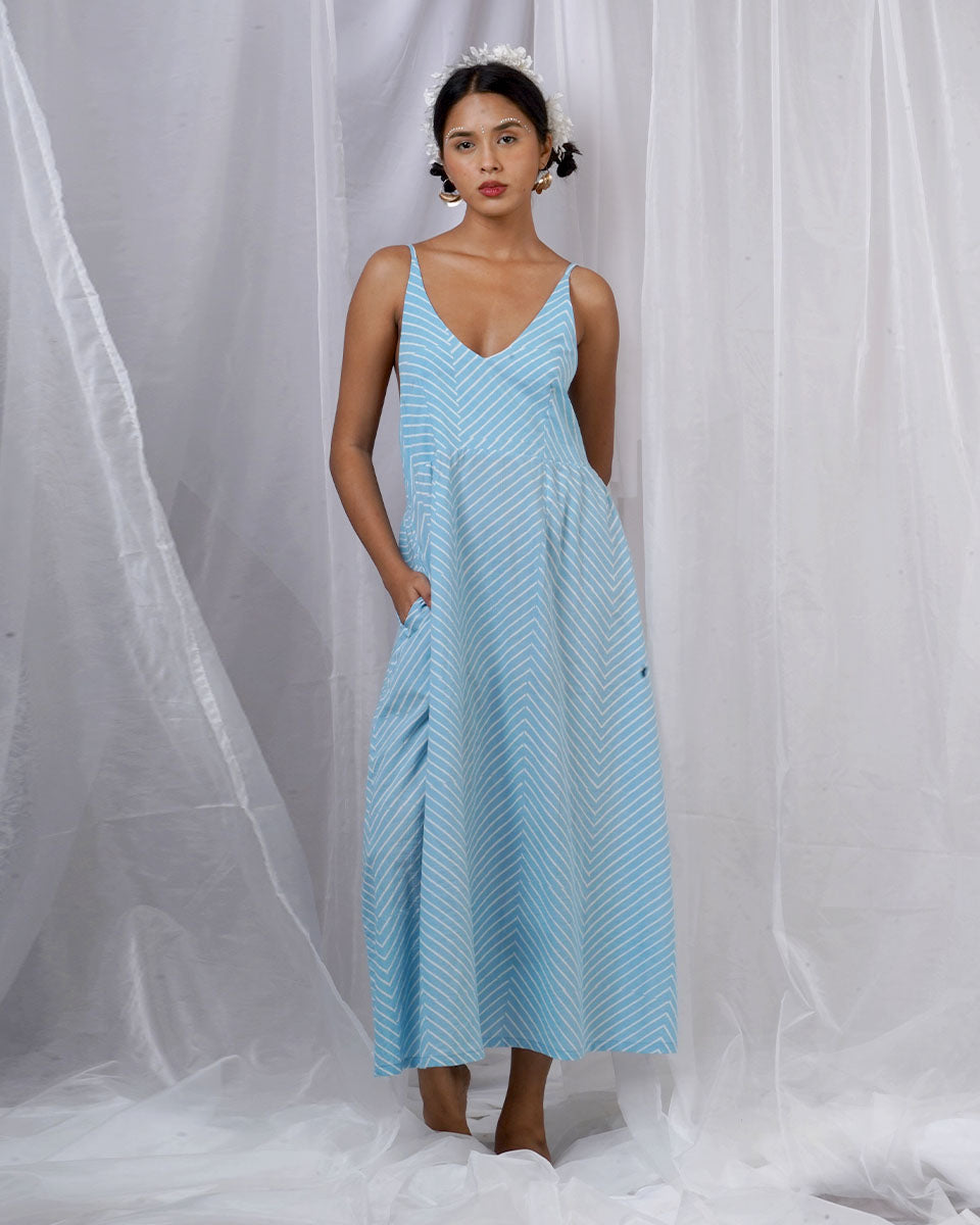 Gudiya Blue Hand Block Printed Dress-BAD