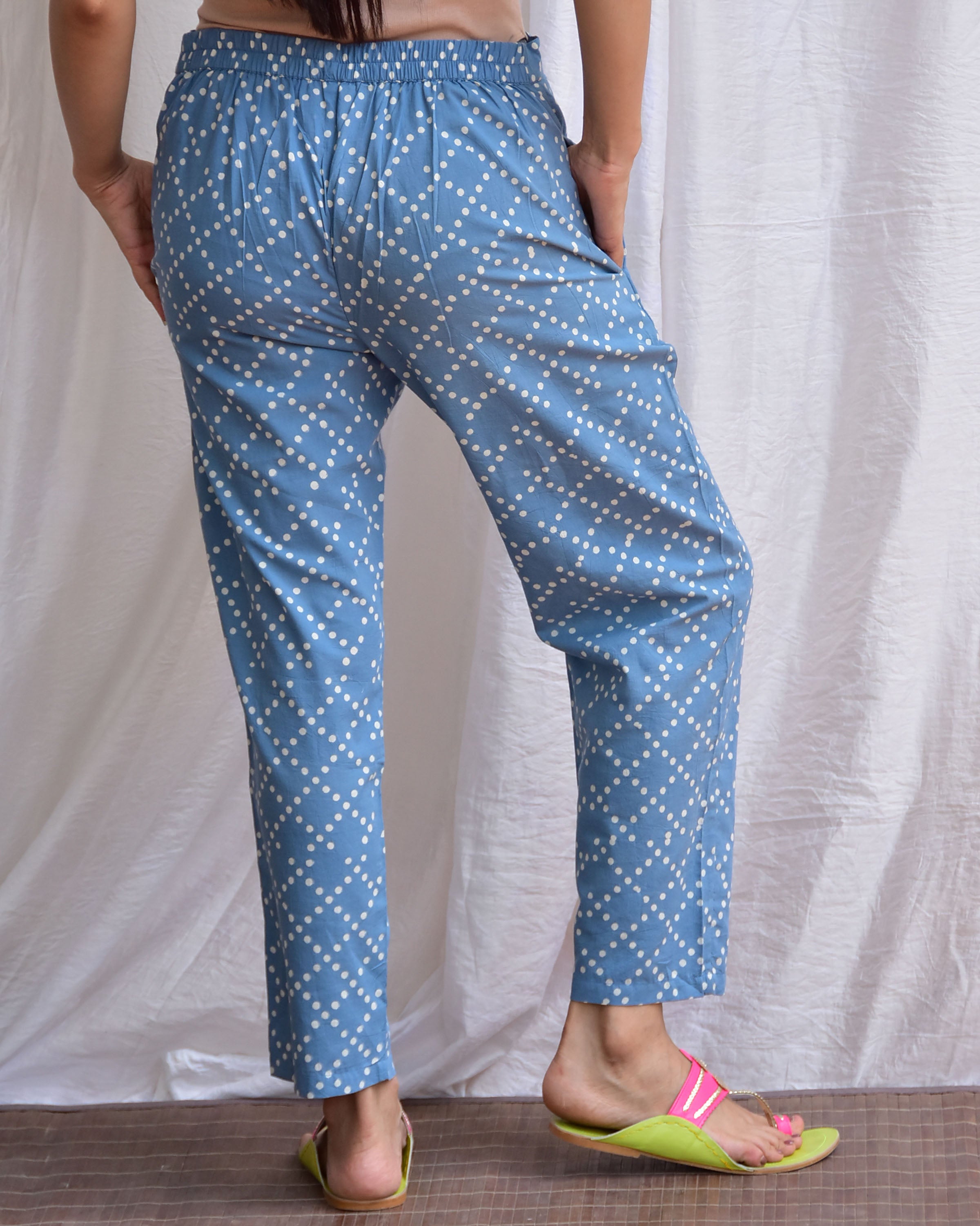 Mystic Grid Hand block printed Cotton Pant -LD