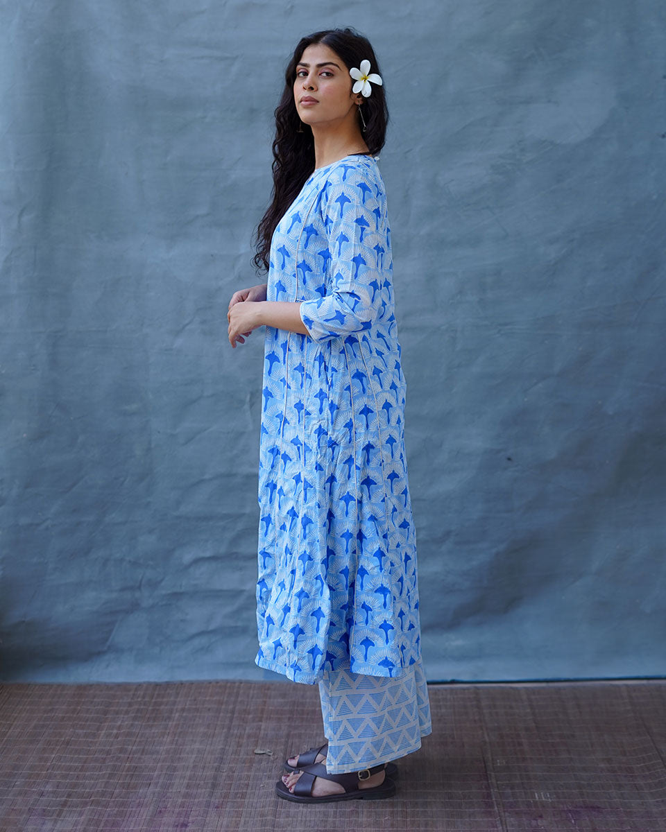 Pakhi Blue Hand Block Printed Kurti-BAD