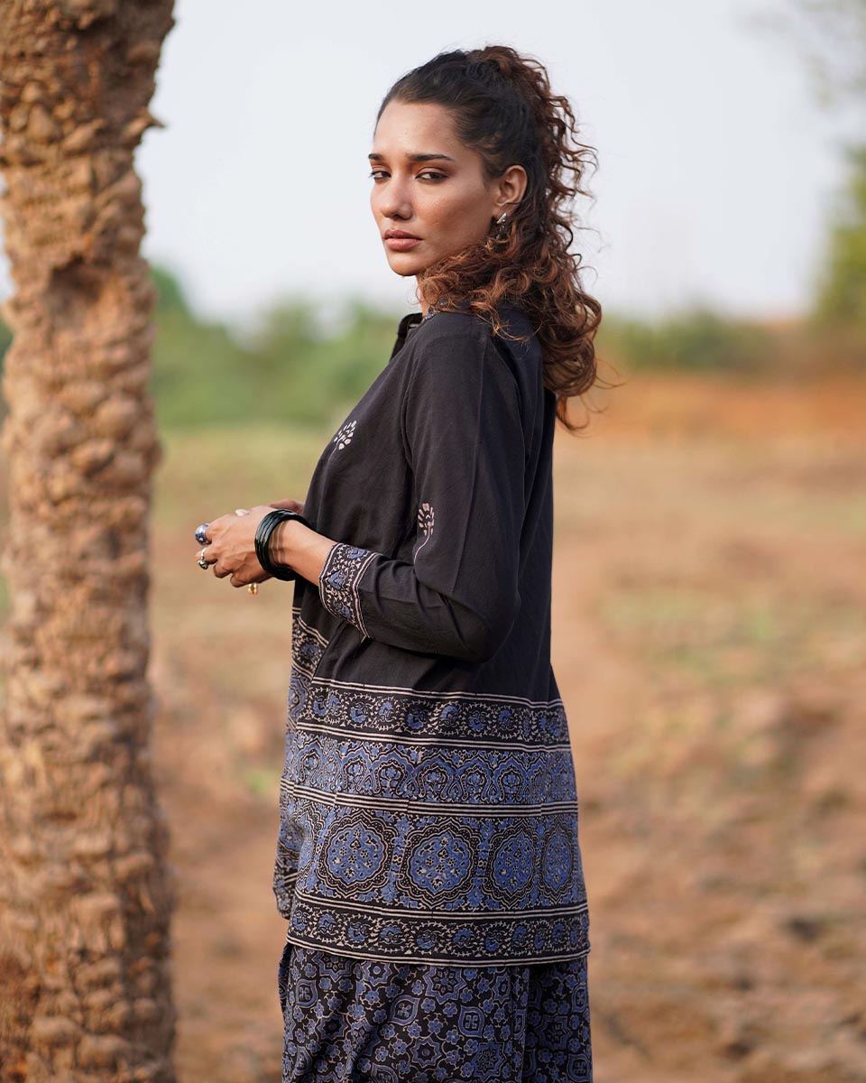 Casa Blanca Lily Blockprinted Cotton Top-WWB