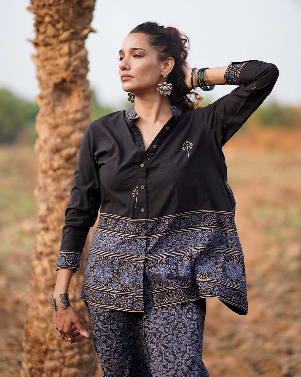 Casa Blanca Lily Blockprinted Cotton Top-WWB