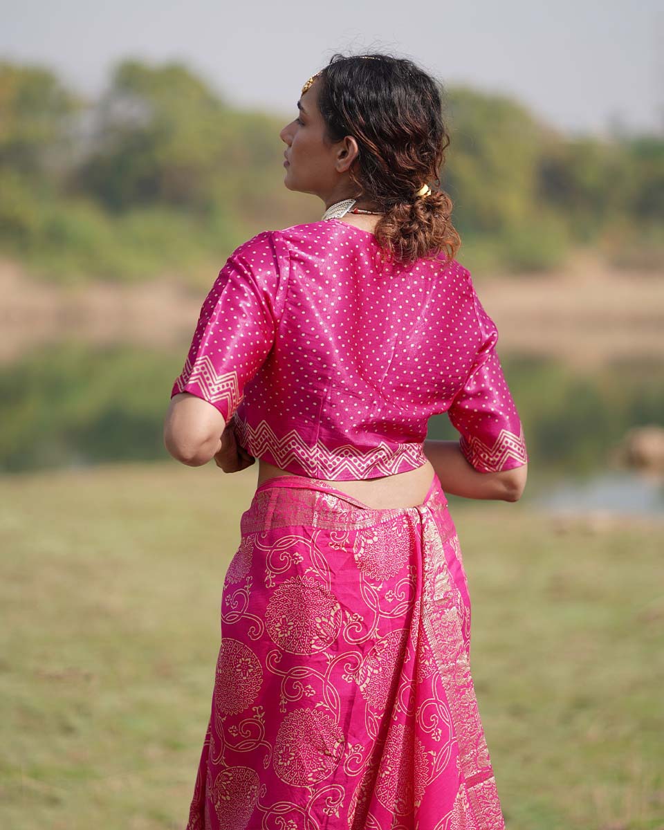 Gopi Blockprinted Mashru Silk Blouse - RB