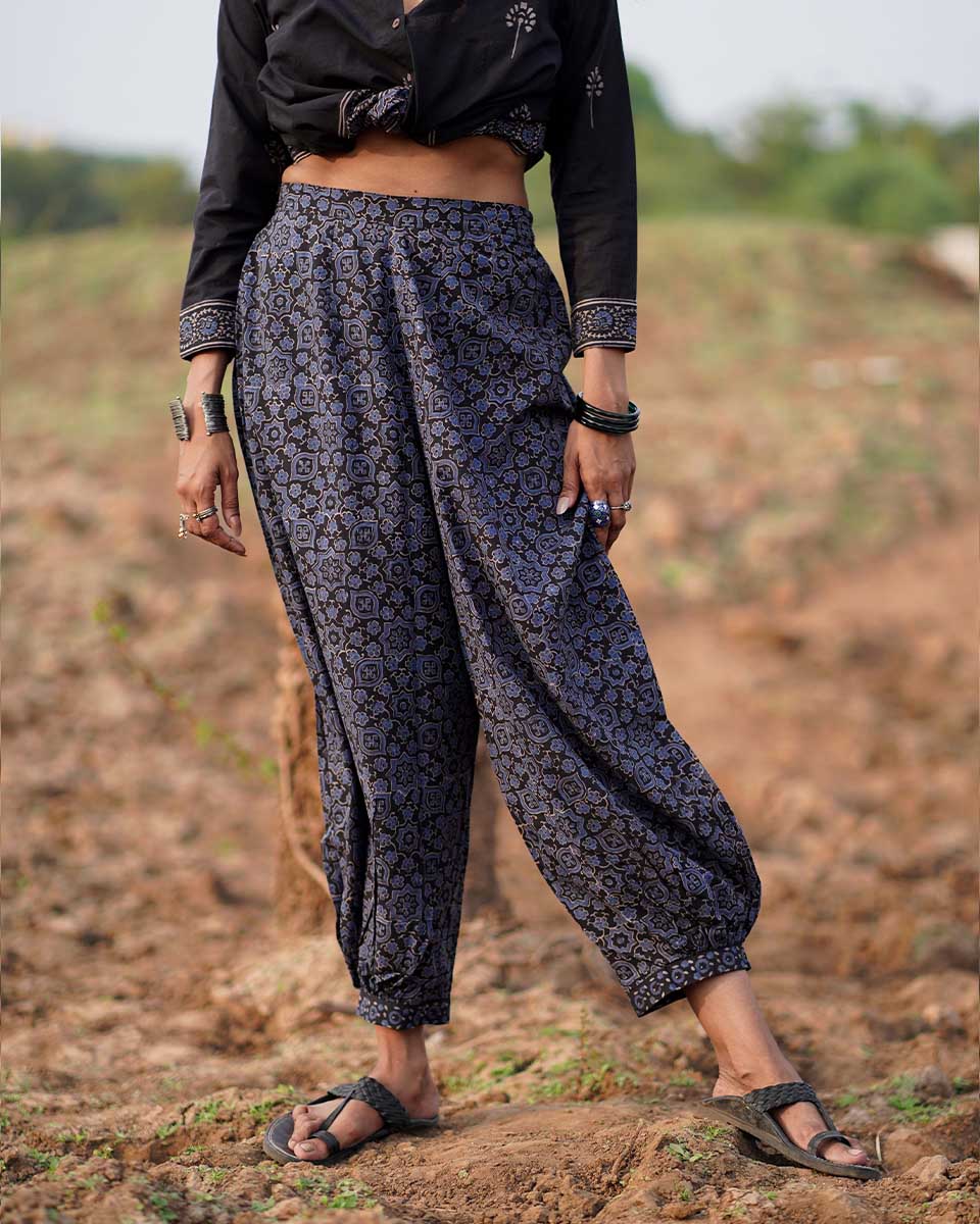Wistful Dawn Blockprinted Cotton Pant-WWB