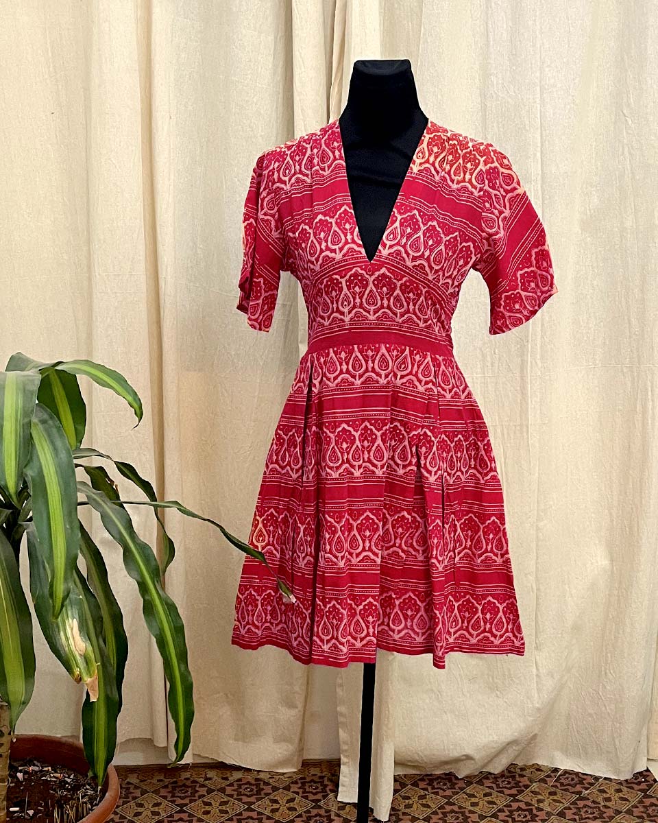 Mystic Ember Cotton hand block printed dress- LD