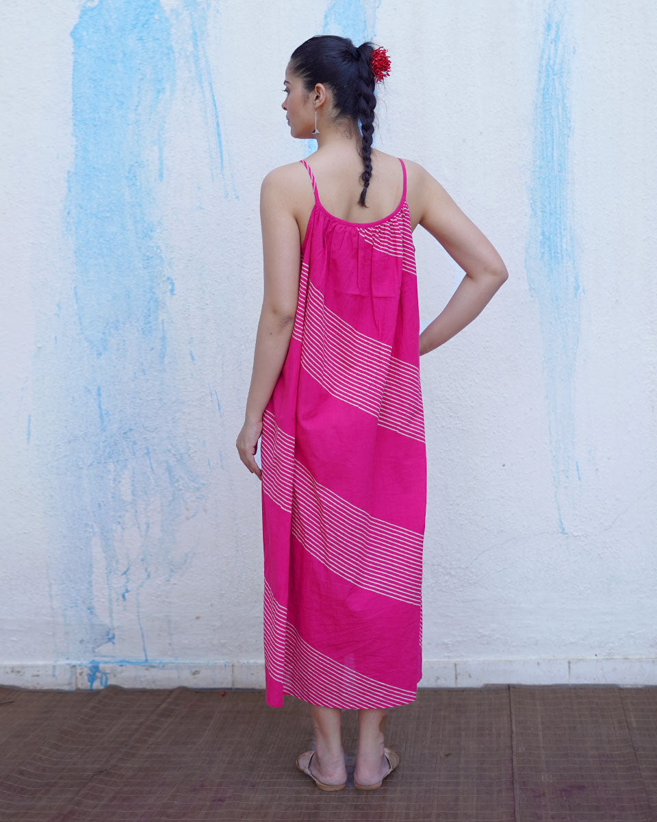 Titli Pink Handblock Print Cotton Dress - BFG