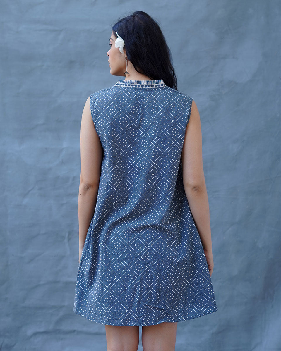 Rainlight Grey Block Printed Dress - BMS
