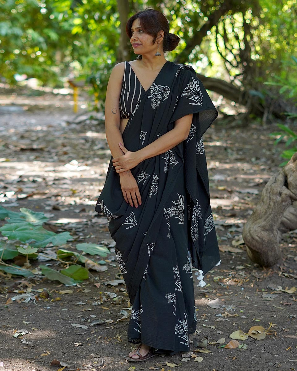hand block printed cotton saree | cotton saree for women | cotton saree