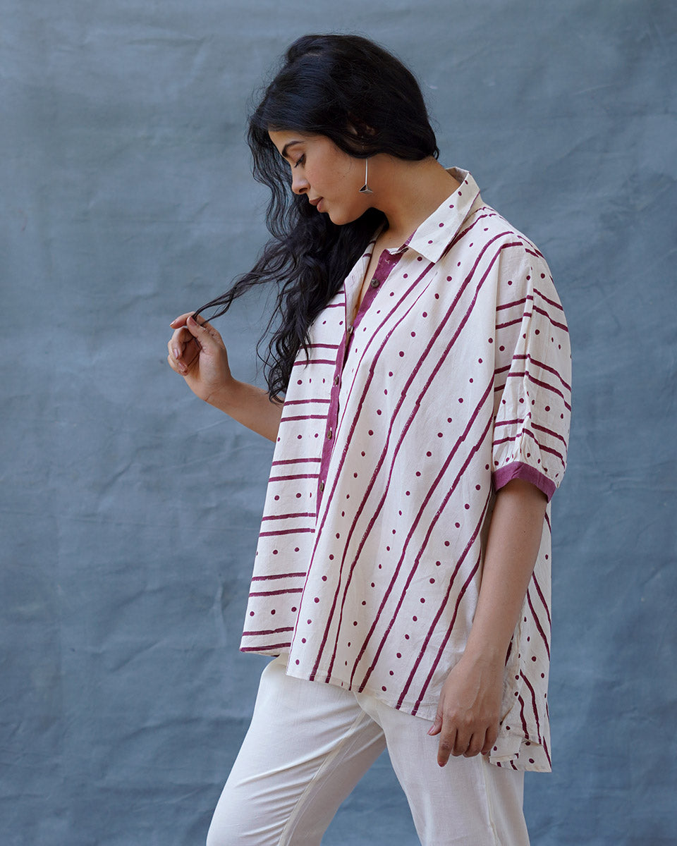 Megha Re Ivory Block Printed Cotton Shirt - WW