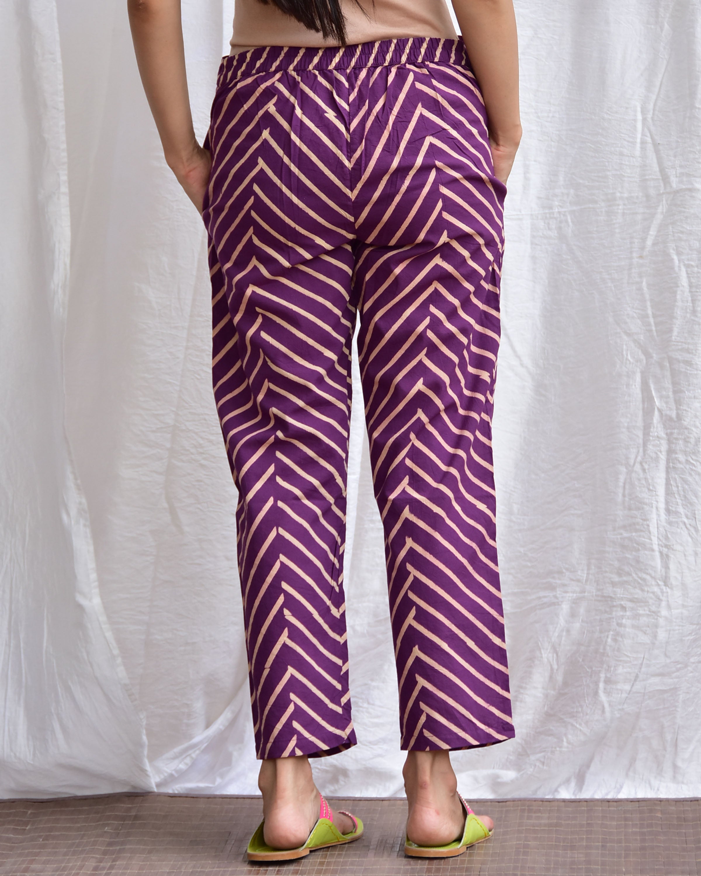 Noor Violet Handblockprinted Cotton Pant - LD