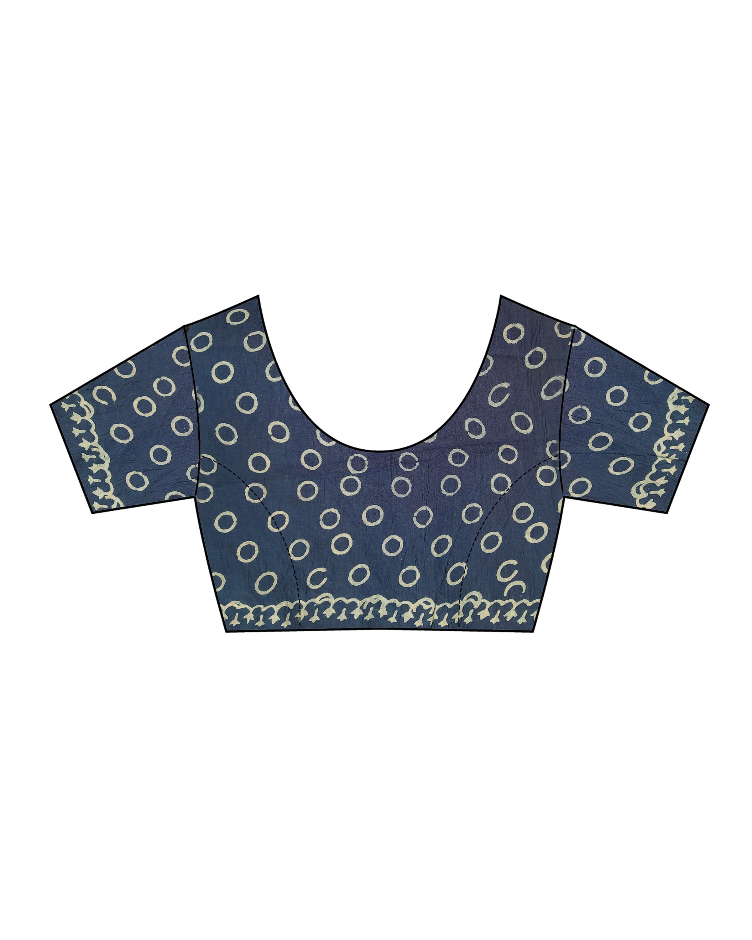 Autumn Nocturne Indigo Blue Handblock Printed Cotton Saree