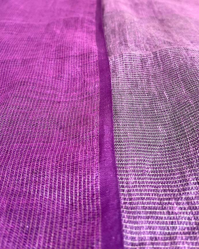 Embrace Glow Purple Handwoven Linen Saree - TARA
