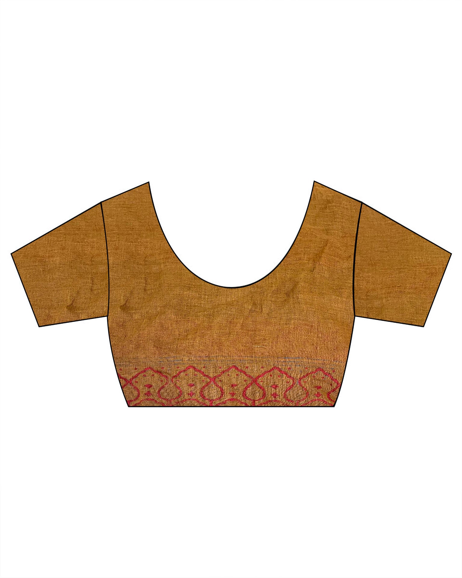 Deepika Mustard Handblock Linen Saree - TARA