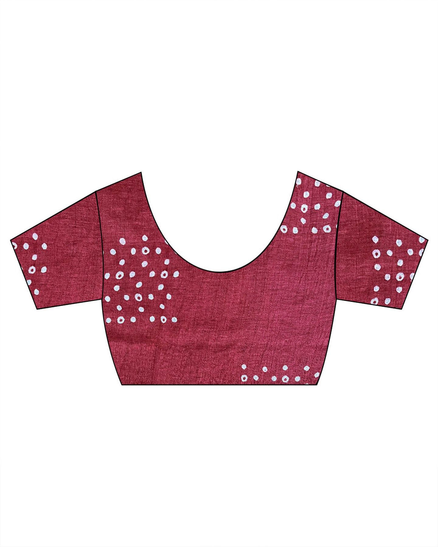 Urvi Maroon Handblock Linen Saree - TARA