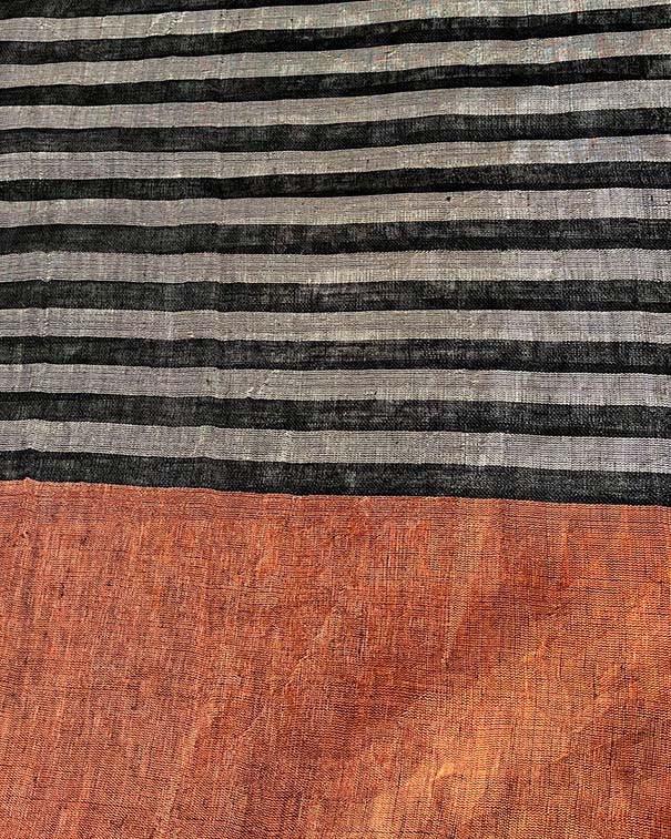 Follow Dawn Black Handwoven Linen Saree - TARA