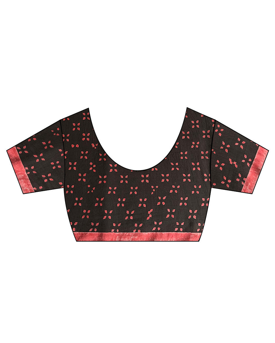 Nadiya Kinare Brown Hand Block Printed Cotton Saree - WW