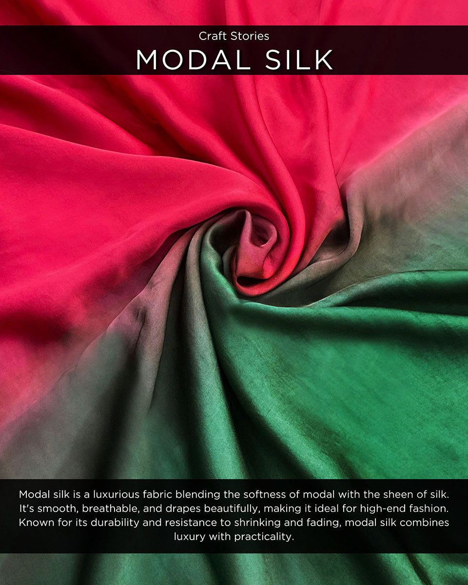 Yamuna Green Red Modal Silk Saree