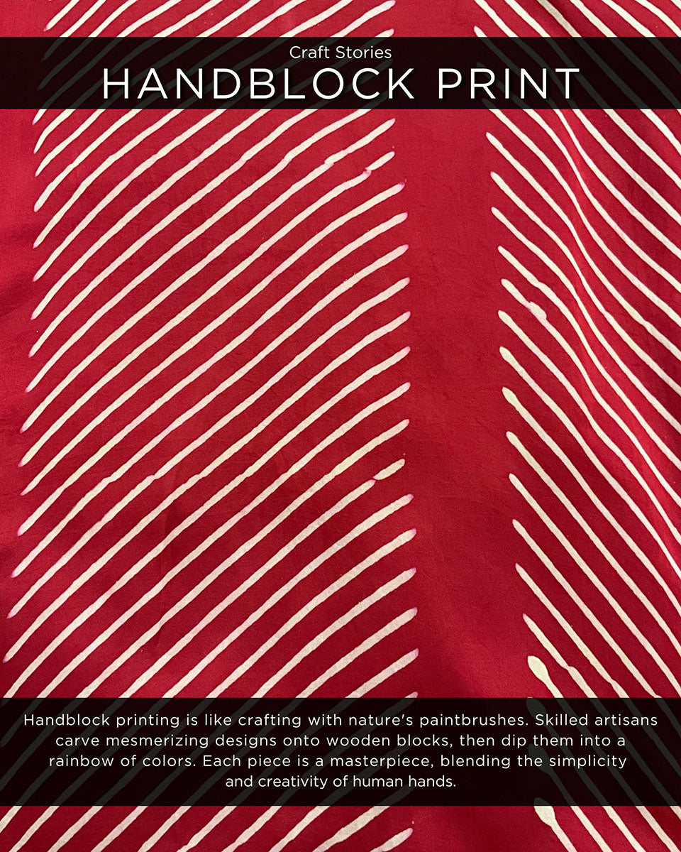 Red Modal Silk Blockprinted Saree - Kite